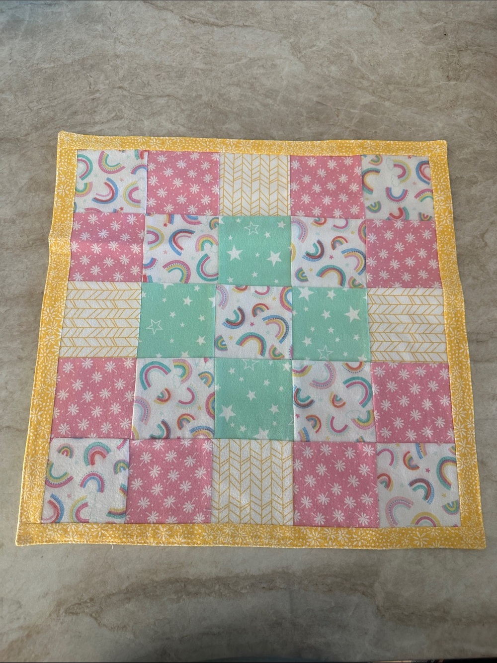 Patchwork Baby Quilt in Yellow & Pink